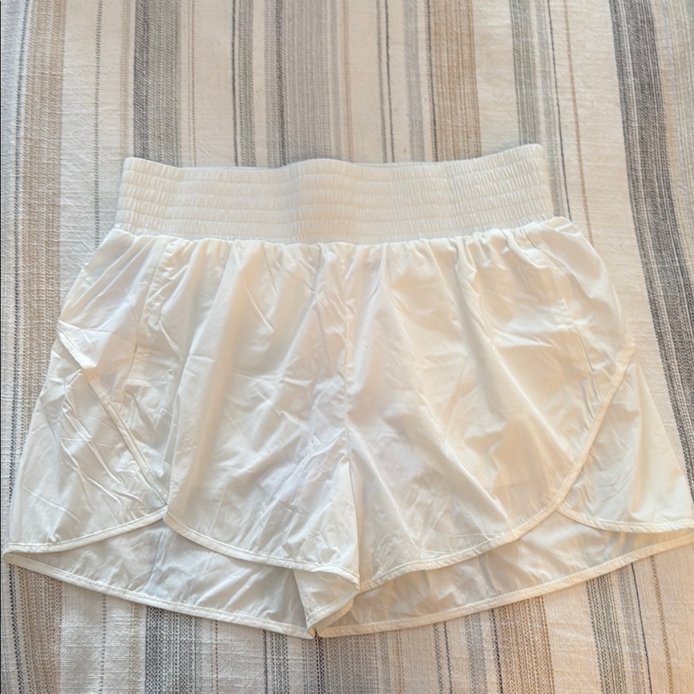 White High-Waisted Athletic Shorts